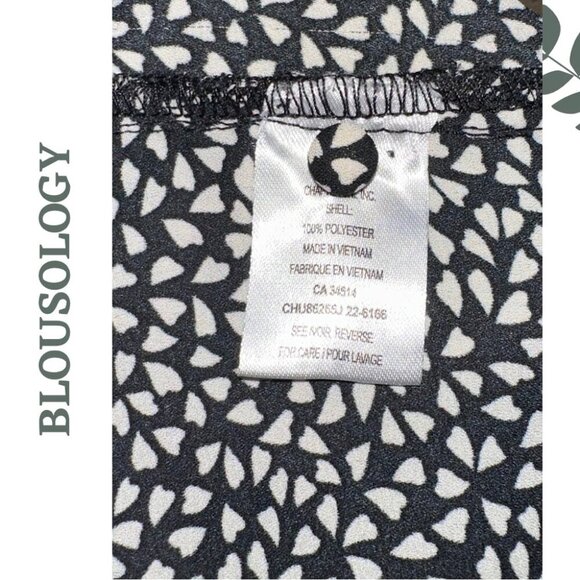 Blousology Black and White Print Women's Top Short Full Gathered Sleeve 3X - Picture 6 of 6